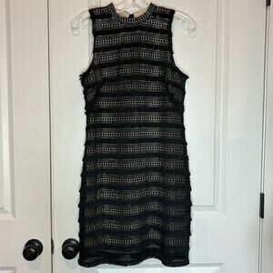 J. Crew Black Sleeveless Fringe Lace Crochet Sheath Dress 2